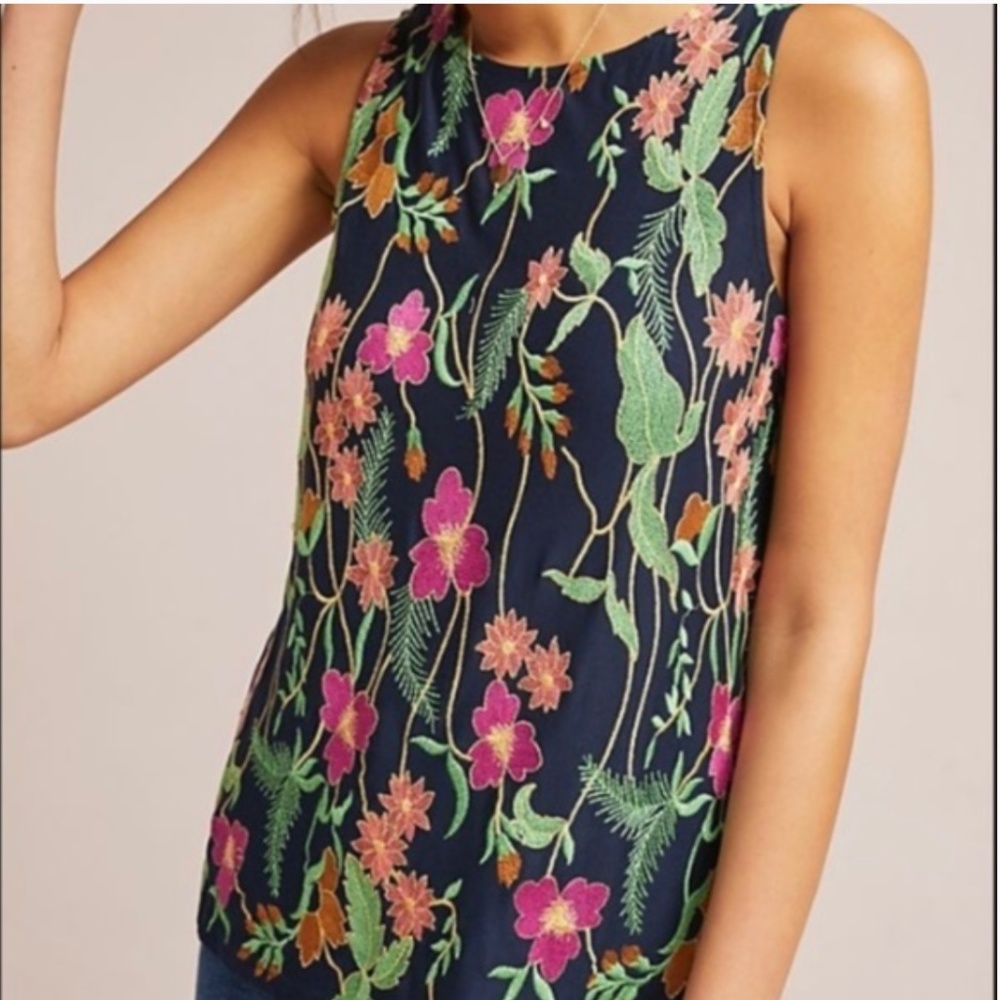 Anthropologie  - Meadow Rue Sleeveless Embroidered Top